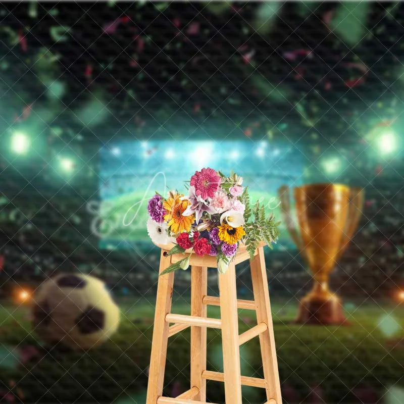 Aperturee - Aperturee Grand Sports Stadium Soccer Ball Trophy Backdrop Victory Celebration Game Day Photography Background