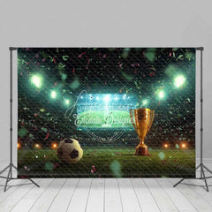 Aperturee - Aperturee Grand Sports Stadium Soccer Ball Trophy Backdrop Victory Celebration Game Day Photography Background