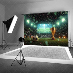 Aperturee - Aperturee Grand Sports Stadium Soccer Ball Trophy Backdrop Victory Celebration Game Day Photography Background