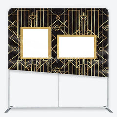 Lofaris Great Gatsby Photo Wall Frame Tension Fabric Backdrop Art Deco Black and Gold Geometric Lines 1920s Party Decor