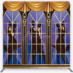 Aperturee - Aperturee Great Gatsby Roaring 20s Tension Fabric Backdrop Art Deco Dancing Couple Silhouette Party Decorations
