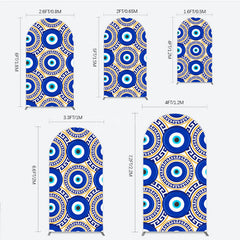 Aperturee - Aperturee Greek Evil Eye Arch Backdrop for Birthday Party Blue and Gold Nazar Amulet Pattern Protection Themed Photo Decor