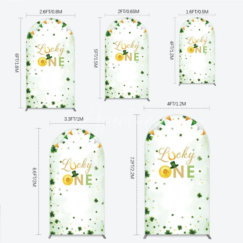 Aperturee - Aperturee Green and Gold Lucky ONE St. Patrick’s Day Arch Backdrop Kit Shamrock First Birthday Party Decor