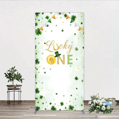 Aperturee - Aperturee Green and Gold Lucky ONE St. Patrick’s Day Rectangle Backdrop Kit Shamrock First Birthday Party Decor