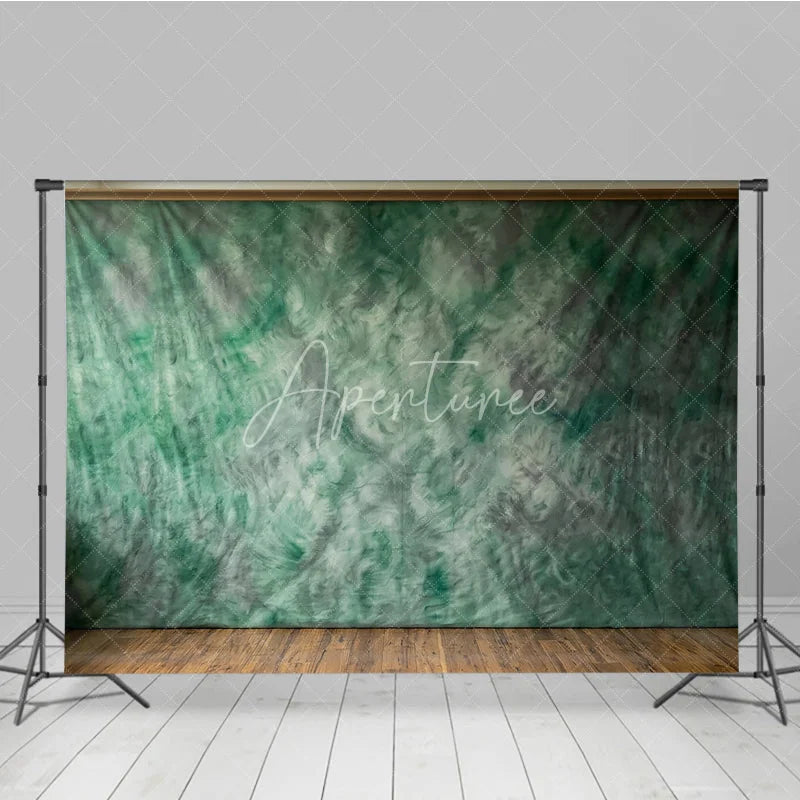 Aperturee - Aperturee Green and Grey Abstract Mottled Photography Backdrop Artistic Textured Studio Prop for Professional Portrait Sessions