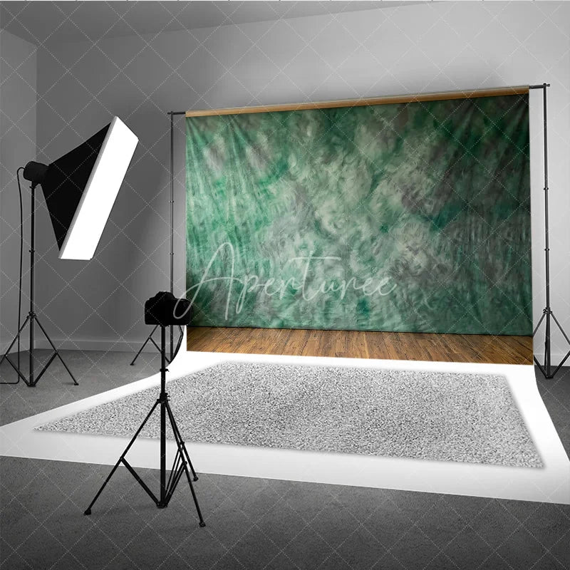 Aperturee - Aperturee Green and Grey Abstract Mottled Photography Backdrop Artistic Textured Studio Prop for Professional Portrait Sessions