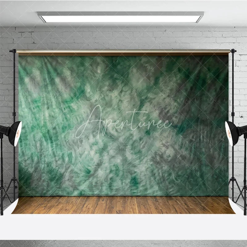Aperturee - Aperturee Green and Grey Abstract Mottled Photography Backdrop Artistic Textured Studio Prop for Professional Portrait Sessions