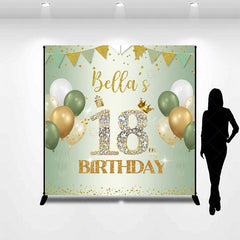 Aperturee - Aperturee Green Balloons Glitter Custom 18 Birthday Backdrop