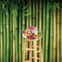 Aperturee - Aperturee Green Bamboo Forest Leaves Spring Scene Backdrop