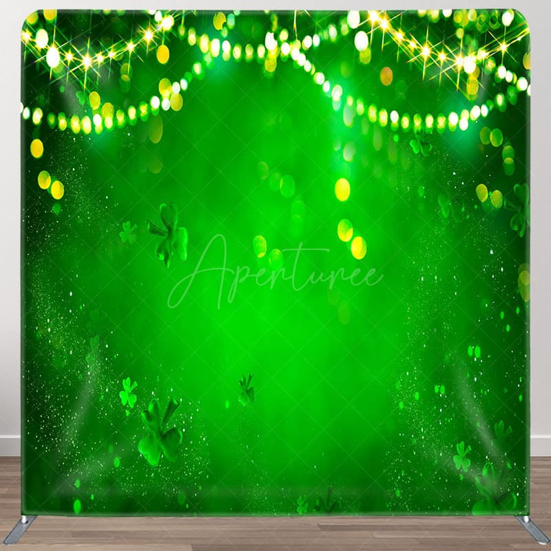 Aperturee - Aperturee Green Bokeh Clover St Patricks Pillow Cover Backdrop