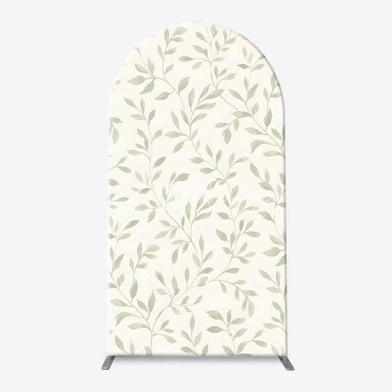 Aperturee - Aperturee Green Botanical Stork and Baby Bassinet Arch Backdrop Kit A Little Baby Is On The Way Shower Decor