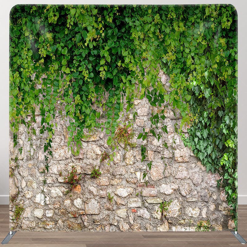 Aperturee - Aperturee Green Creepers Brick Wall Square Tension Backdrop