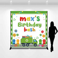 Aperturee - Aperturee Green Cute Cartoon Eco Car Custom Birthday Backdrop