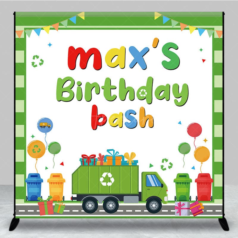Aperturee - Aperturee Green Cute Cartoon Eco Car Custom Birthday Backdrop