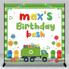 Aperturee - Aperturee Green Cute Cartoon Eco Car Custom Birthday Backdrop