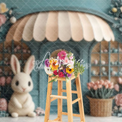 Aperturee - Aperturee Green Eggs Store Bunny Floral Easter Photo Backdrop