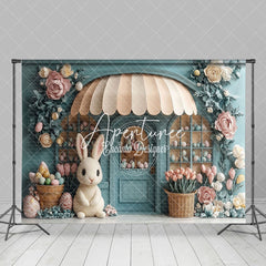 Aperturee - Aperturee Green Eggs Store Bunny Floral Easter Photo Backdrop