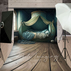 Aperturee - Aperturee Green Exotic Vibe Princess Bedroom Sweep Backdrop