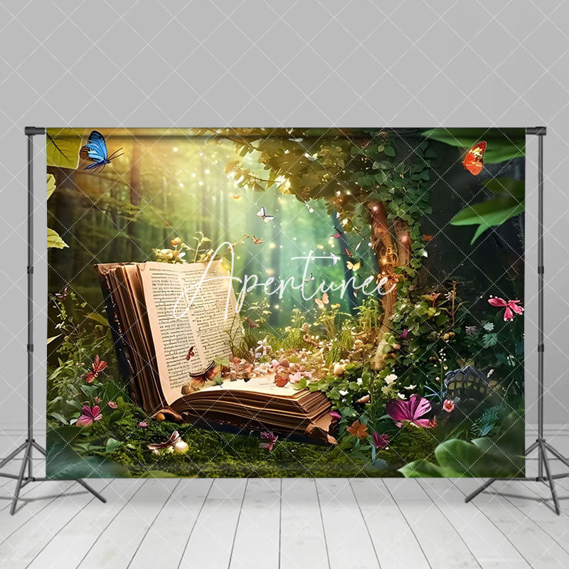 Aperturee - Aperturee Green Fairyland Story Book Spring Photo Backdrop