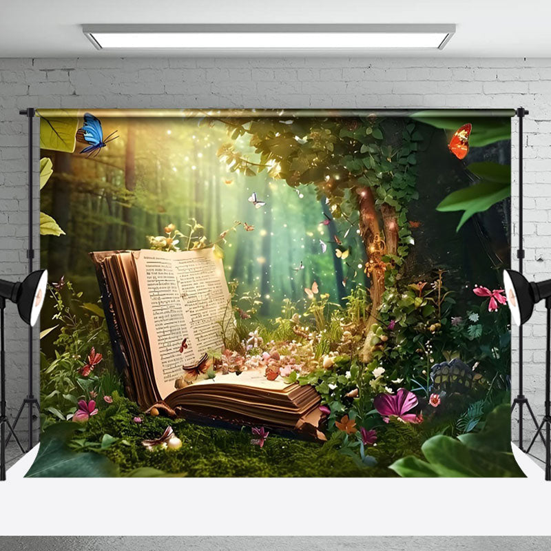Aperturee - Aperturee Green Fairyland Story Book Spring Photo Backdrop