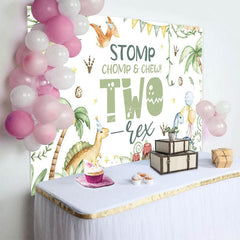 Aperturee - Aperturee Green Forest Dinosaur World Two Res Birthday Backdrop