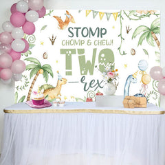 Aperturee - Aperturee Green Forest Dinosaur World Two Res Birthday Backdrop