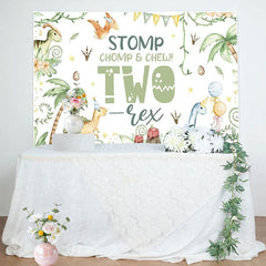 Aperturee - Aperturee Green Forest Dinosaur World Two Res Birthday Backdrop