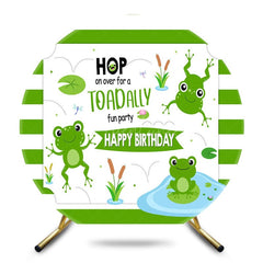 Aperturee - Aperturee Green Frogs Pond Cartoon Round Birthday Backdrop