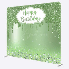 Aperturee Aperturee Green Glitter Diamonds Birthday Pillow Case Backdrop