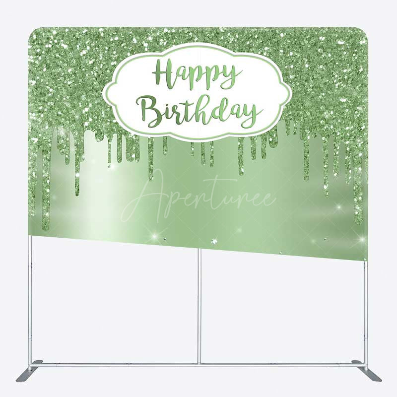 Aperturee Aperturee Green Glitter Diamonds Birthday Pillow Case Backdrop