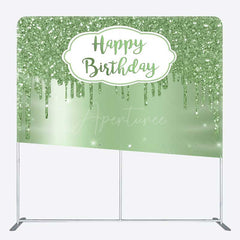 Aperturee Aperturee Green Glitter Diamonds Birthday Pillow Case Backdrop