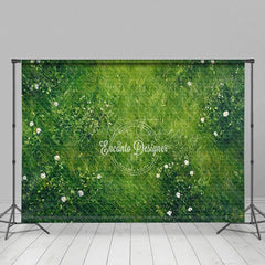 Aperturee - Aperturee Green Grass And Floral Boho Spring Wedding Backdrop