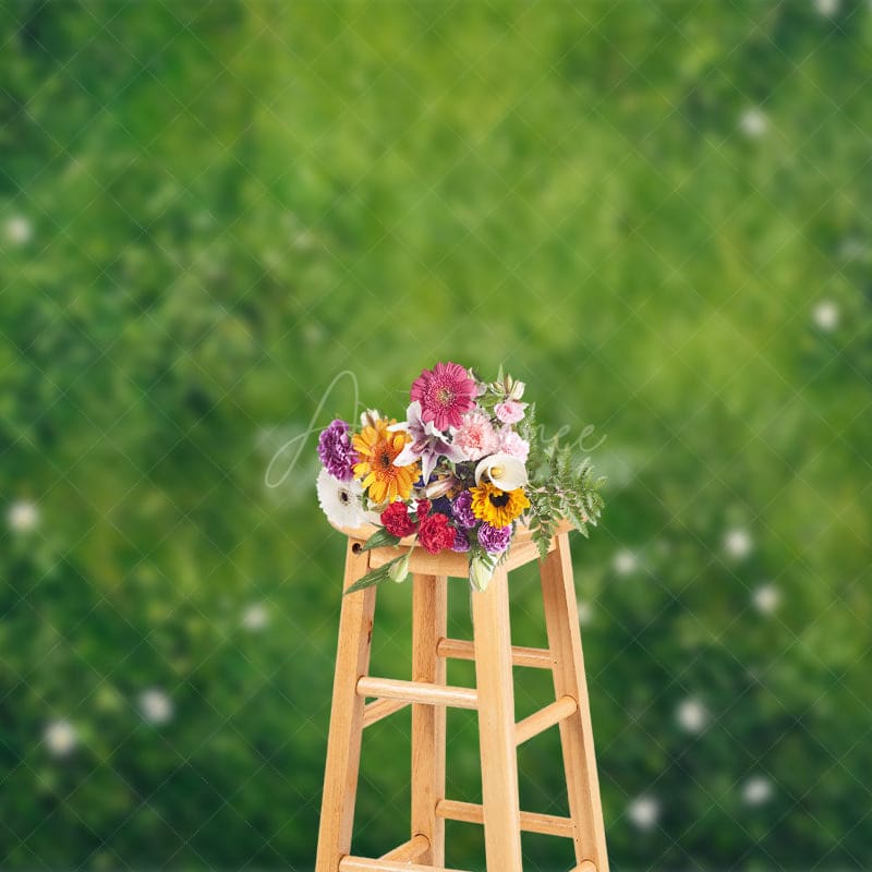 Aperturee - Aperturee Green Grass And Floral Boho Spring Wedding Backdrop