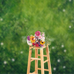 Aperturee - Aperturee Green Grass And Floral Boho Spring Wedding Backdrop