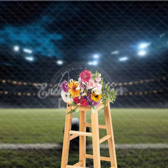 Aperturee - Aperturee Green Grass Soccer Field Stadium Lights Night Game Backdrop Sports Photography Birthday Party Decor