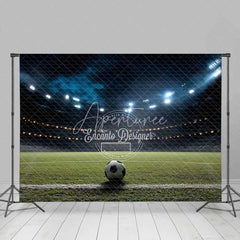 Aperturee - Aperturee Green Grass Soccer Field Stadium Lights Night Game Backdrop Sports Photography Birthday Party Decor