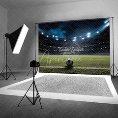 Aperturee - Aperturee Green Grass Soccer Field Stadium Lights Night Game Backdrop Sports Photography Birthday Party Decor