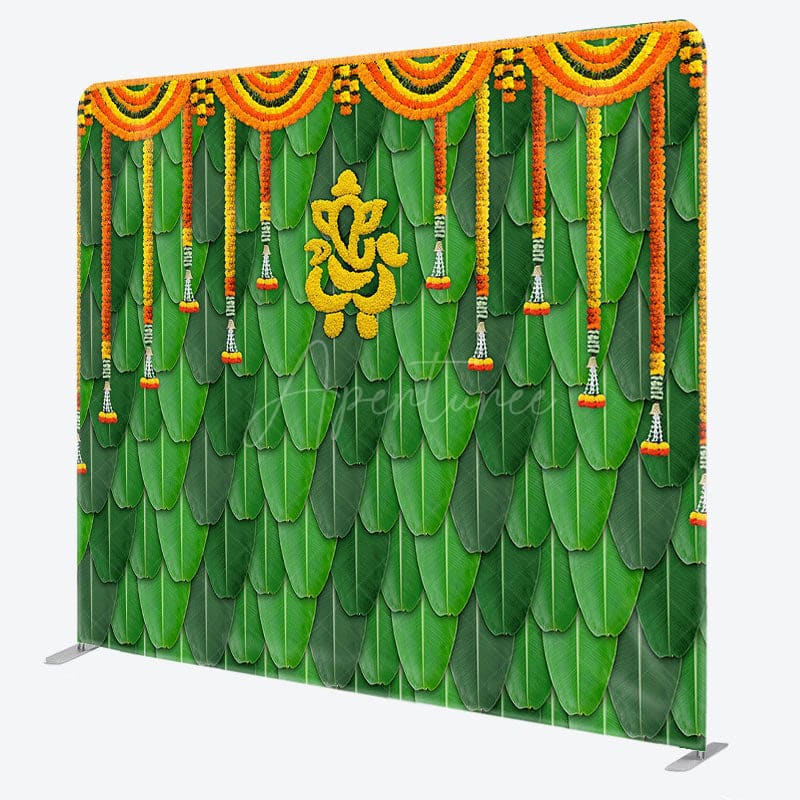 Aperturee - Aperturee Green Indian Ganesha Photography Pillow Case Backdrop