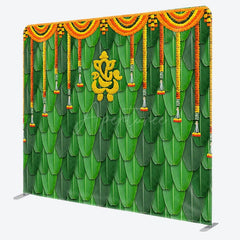 Aperturee - Aperturee Green Indian Ganesha Photography Pillow Case Backdrop