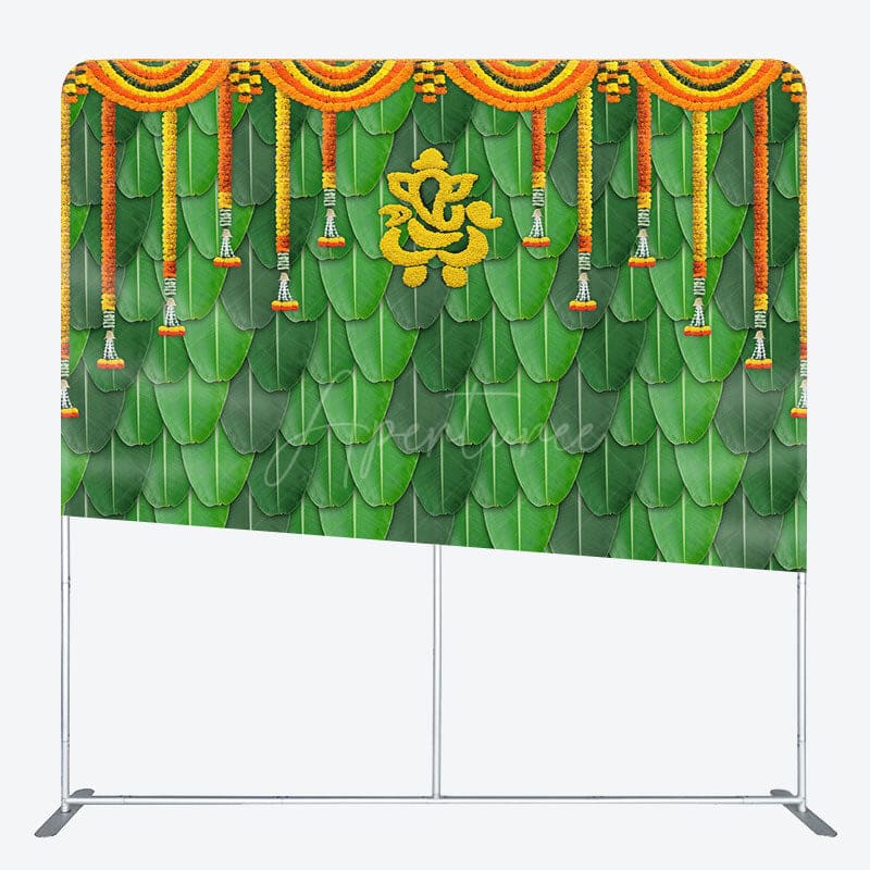 Aperturee - Aperturee Green Indian Ganesha Photography Pillow Case Backdrop