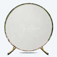 Aperturee - Aperturee Green Ivy Stone Wall Round Backdrop Rustic Garden Greenery and Ancient Brick Wedding Background