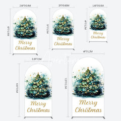 Aperturee - Aperturee Green Light Xmas Tree Merry Christmas Arch Backdrop