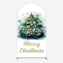 Aperturee - Aperturee Green Light Xmas Tree Merry Christmas Arch Backdrop