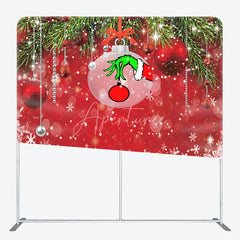 Aperturee - Aperturee Green Monster Hand Tension Fabric Backdrop Red Ornament Snowflake Decor Funny Christmas Theme Background for Party