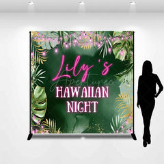 Aperturee - Aperturee Green Monstera Haw Aiian Night Custom Name Backdrop
