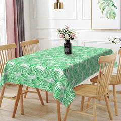 Aperturee - Aperturee Green Palm Leaves Rectangle Tablecloth Tropical Plant Fern Nature Pattern Cover Spring Summer Dining Decoration