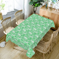 Aperturee - Aperturee Green Palm Leaves Rectangle Tablecloth Tropical Plant Fern Nature Pattern Cover Spring Summer Dining Decoration