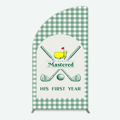 Aperturee Aperturee Green Plaid Mastered His First Year Half Moon Arch Backdrop