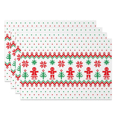 Aperturee - Aperturee Green Red Pixel Pattern Christmas Set Of 4 Placemats