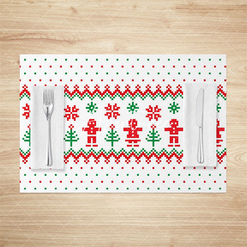 Aperturee - Aperturee Green Red Pixel Pattern Christmas Set Of 4 Placemats